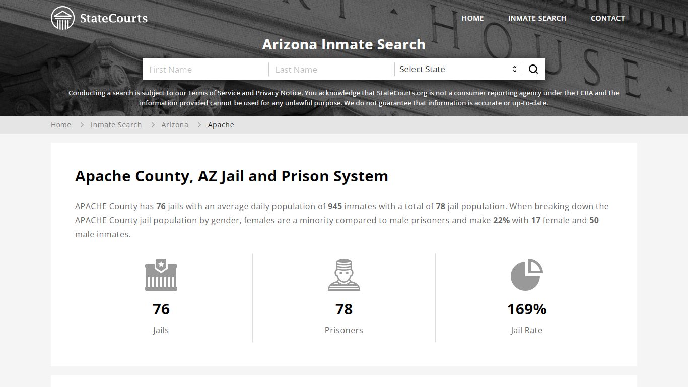 Apache County, AZ Inmate Search - StateCourts