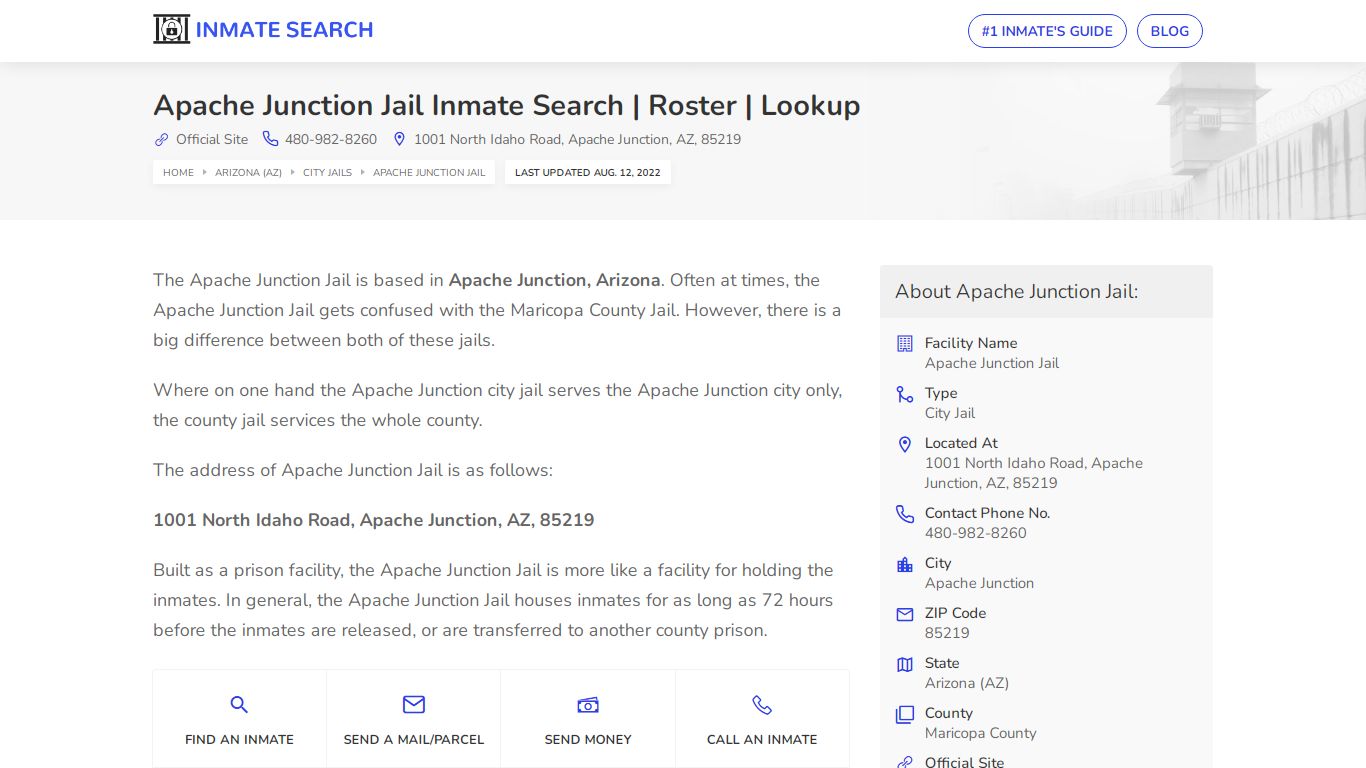 Apache Junction Jail Inmate Search | Roster | Lookup