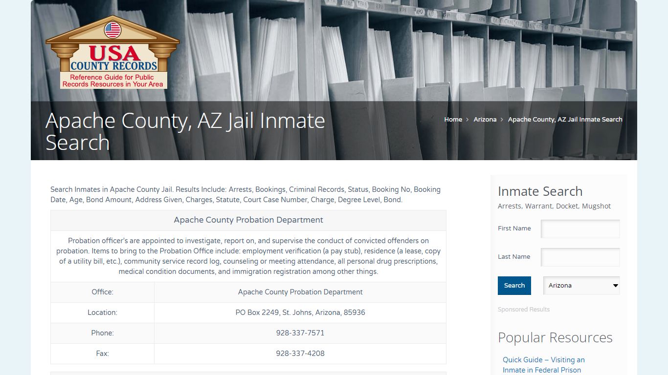 Apache County, AZ Jail Inmate Search | Name Search